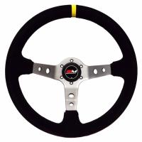 Motamec руль для автоспорта (замша), 350 мм, вылет 95 мм, черный / серебристый